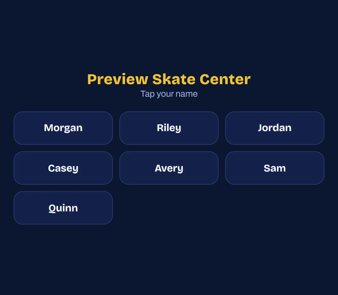 The sign-in screen on a shared iPad: tap your name